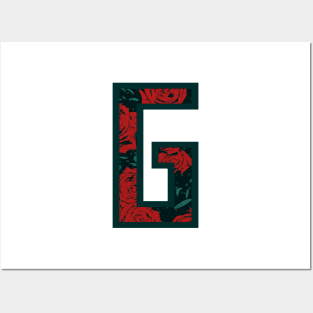 Modern Rose Floral Initial Name Alphabet - Letter G Posters and Art